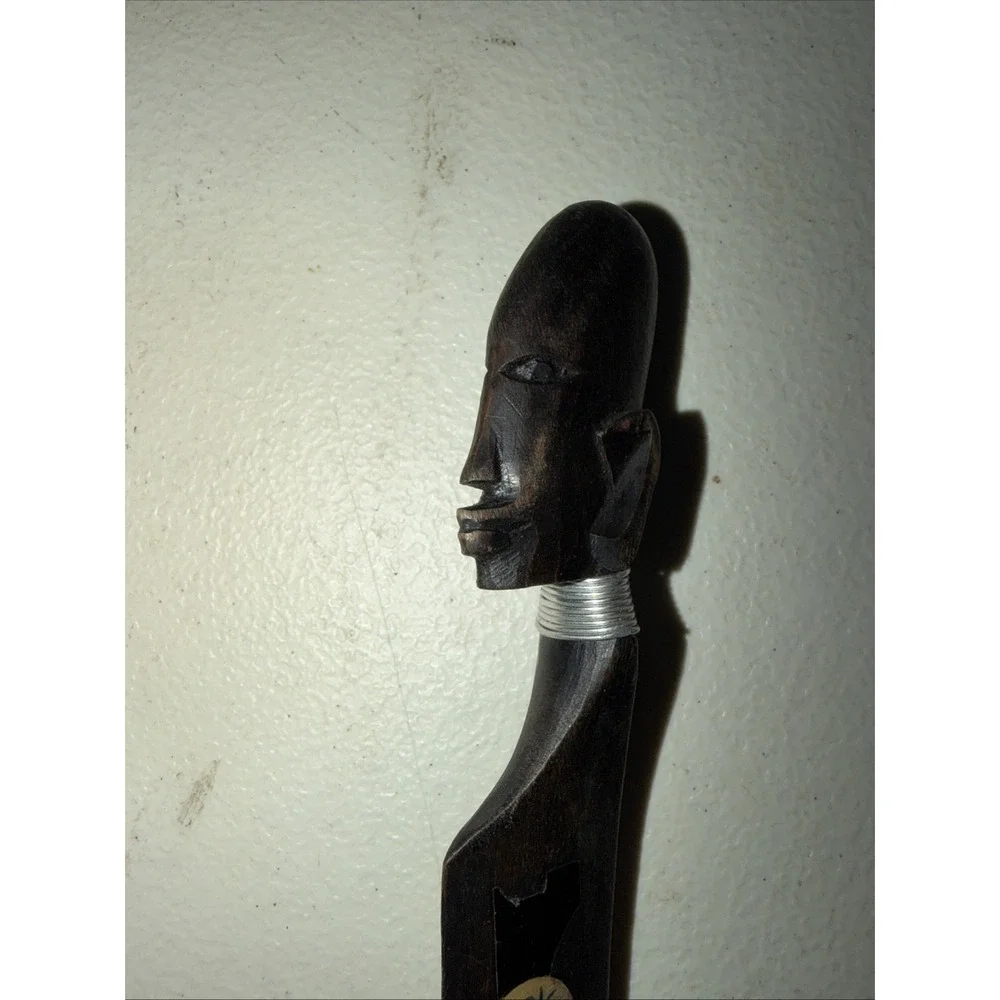 Vintage Antique Africa Carved Wood Letter Opener Desk Paper Knife Accessory